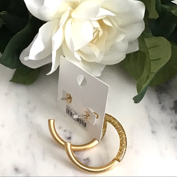 Madewell Half Acetate Sparkly Hoop Earrings New With Tag - Picture 8 of 11